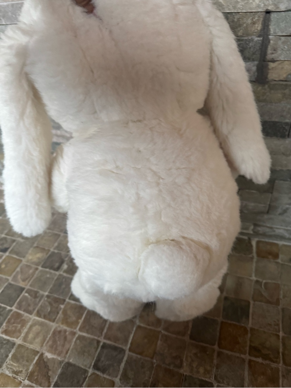 Plush White Bunny with Pink Bow - Picture 2 of 4